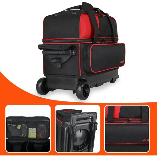 LARIPOP Dual Roller 2-Ball Bowling Bag, Featuring a Separate Large Shoe Compartment Capable, a 3-Section Telescopic Handle that Extends Up to 40