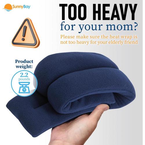 SunnyBay Microwave Heating Pad for Neck and Shoulders, 2.2 lbs 26 inch Long Versatile Microwavable Neck Wrap Warmer or Cool Pack, Hot or Cold Therapy to Relax Sore Muscles (Navy Blue)