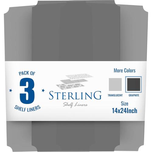 Size 14X 24 Set of 3 Sterling Shelf Liners for Wire Shelf System - Set of 3-13.4 x 23.2 inch - Plastic Wire Shelving Shelf Mats - Grey