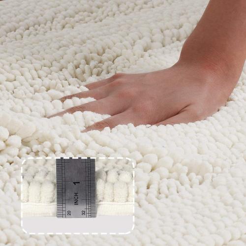 Turquoize Luxury Chenille Bath Rug for Bathroom Rugs Extra Absorbent Bath Mat Non Slip Microfiber Shower Rug for Bathroom Microfiber Shaggy Carpet Rug Size, 17x 24, Cream