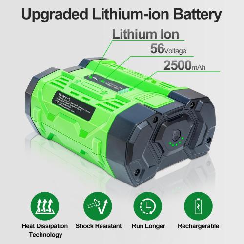 Green and Black DTK Battery Replacement for EGO 56V Battery 2.5Ah Batteries Compatible with BA1400T BA2800 BA4200T BA5600T Lightweight and Easy to Carry