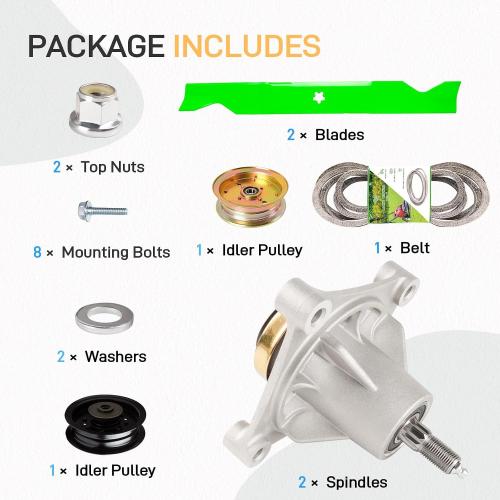 46 Inch Deck Rebuild Kit Fit for Husqvarna RZ4623 RZ4621 LSZ 4622 RZ4219 Dixon Speed ZTR 46 Lawn Mower Includes 2 Spindle 174356 174358 2 Blade 21546611 2 Idler 539132728 196104 1 Belt 539117245