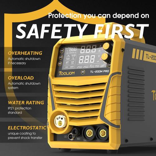 TOOLIOM 200A 5-in-1 Aluminum MIG Welder Kit, Wire & Gloves | 5 in 1 MIG/flux MIG/spool gun MIG/Lift TIG/stick welder, 110/220V Dual Voltage, smart synergic control