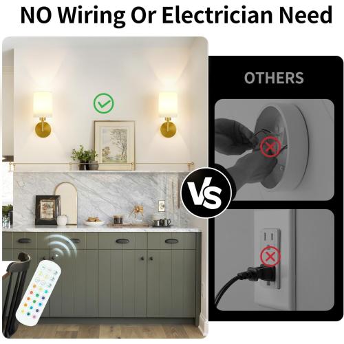 Battery Operated Wall Sconce Set of Two,Dimmable Cordless Wall Sconces,12 Colors Rechargeable Wall Lights,Wall Lamps for Bedroom,Living Room (Bronze)