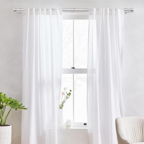 Heavy Duty Curtain Rods for Windows 66 to 120 Inch, 1 Inch Silver Window Curtain Rod for Bedroom, Living Room, Outdoor, Adjustable Easy Install Long Modern Curtain Rods(A1,Silver,30-120)