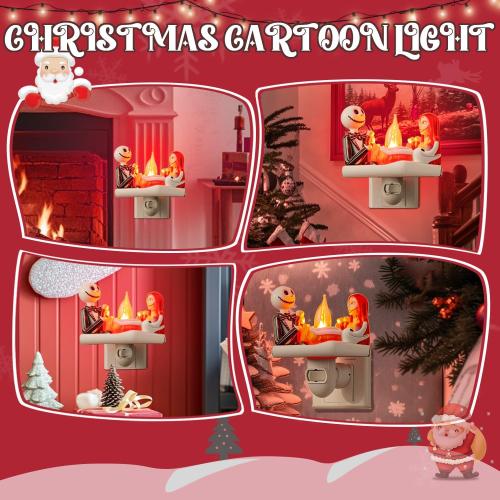 Nightmare Be Christmas Campfire Nightlight,2026 Halloween Flickering Night Light Plug in,Nightmare Christmas Birthday Decorations