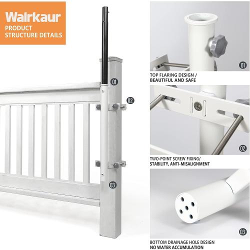 NO UMBRELLA 304 Stainless Steel Patio Umbrella Holder, Heavy-Duty Umbrella Deck Mount, for Outdoor Umbrella Holder for Deck Railing,Post Deck Umbrella Mount (Post, White)