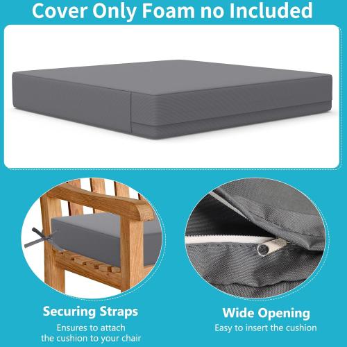 COSHNIBI Patio Cushion Covers 20'' X 18'' X 4'', Waterproof and Fade-Resistant Outdoor Cushion Cover Replacement for Outdoor Slipcovers,Rattan Chair Sofa & Lounge Seat - 6 Pack, Dark Grey(Covers Only)