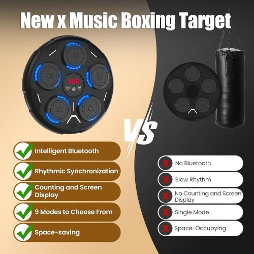 Music Boxing Machine, Smart Bluetooth Boxing Equipment, 9 Modes & 9 Speeds, Boxing Punching Bag with Gloves