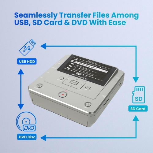 VHS to Digital Converter, DVD/CD Recorder with HDMI & AV in,Convert Analog to Digital from HDMI/RCA to DVDs,USB Device,SD Card,Smart Phone WiFi to CD,USB,SD Copy (Light Grey)