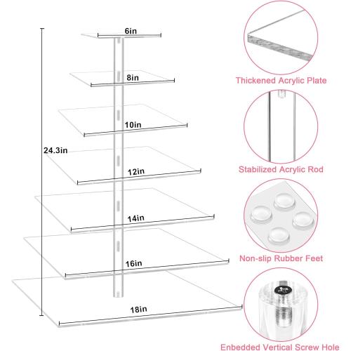 Size 7 Tier weddingwish Cupcake Stand, 7 Tier Square Cupcake Stand for 160 Cupcakes, Acrylic Cupcake Tower Stand, Large Cupcake Display Stands, Tiered Cupcake Holder Stand for Birthday, Party, Baby Shower