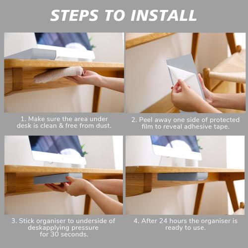 Periea Luna Under Desk Drawer Organizer, Self-Adhesive Storage Tray