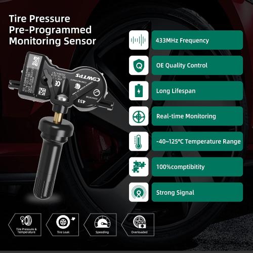 TPMS Sensor,433MHZ Tire Pressure Monitor System for Chrysler| Jeep| Dodge|Fiat Replaces#68313387AB 68193586AC 68252493AB