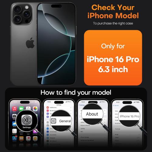 TAURI for iPhone 16 Pro Case, Compatible with MagSafe [Not-Yellowing] with Screen Protector, Military-Grade Protection, Slim Magnetic Phone Case for iPhone 16 Pro 6.3, Black