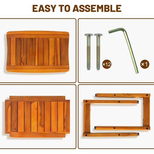 20 Premium Teak Shower Bench with Shelf & Handle, Solid Teak Shower Stool, Durable Wooden Waterproof Seat for Inside Shower, Teak Wood Bench for Bathroom, Indoor & Outdoor Use