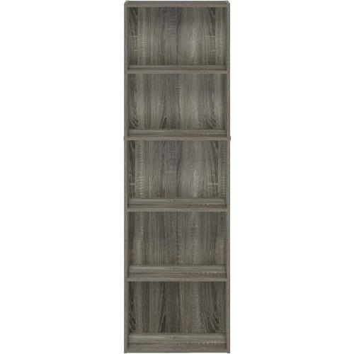 Furinno LUDER Book Shelf, 5-Cube Bookshelf, Bookcase with Open Shelf, 9.4 x 15.8 x 52, for Living Room, Bedroom, Home Office, French Oak
