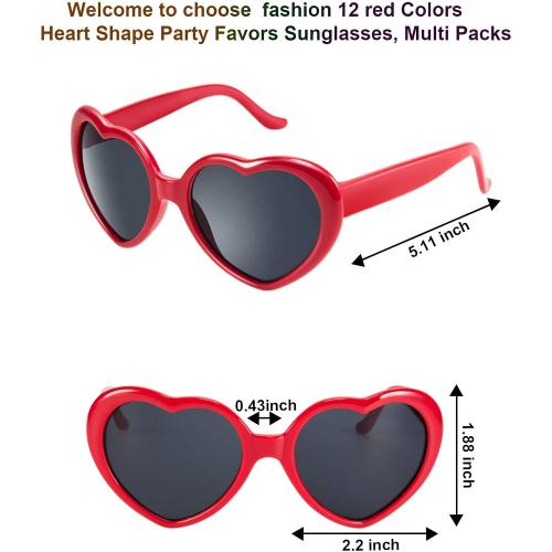 Blulu Neon Colors Heart Shape Sunglasses for Women Party Favors and Festival