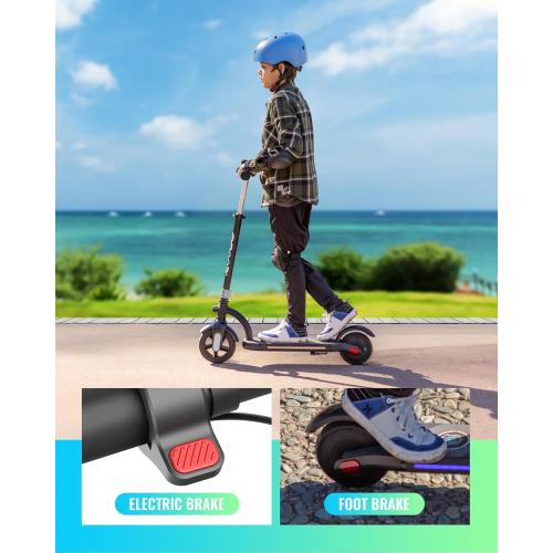 Gyroor H40 Kids Electric Scooter, 180W Motor, Up to 10 MPH, LED Display & Colorful Lights, Adjustable Height, for Boys & Girls Ages 8-12, Great Birthday Gift