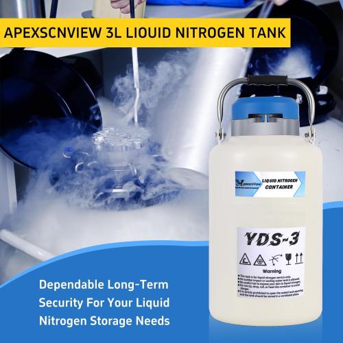 Size 3L Liquid Nitrogen Tank, Aluminum Alloy Cryogenic Container Liquid Nitrogen (LN2) Dewar, Semen Tank, Liquid Nitrogen Dewar with 6 Canisters & Carry Bag (3L)