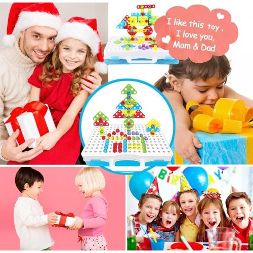 Educational Toys Building Blocks, 244 Pieces Electric Screwdriver DIY Building Toys for Boys and Girls, Educational Construction Building kit for Kids Ages 4 5 6 7 8 9 10 Year Old