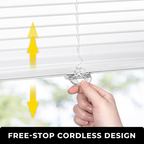White Blinds for Indoor Windows 1 Vinyl L-Shaped Slats Cordless Mini Blinds for Home, 20 W × 36 H - White