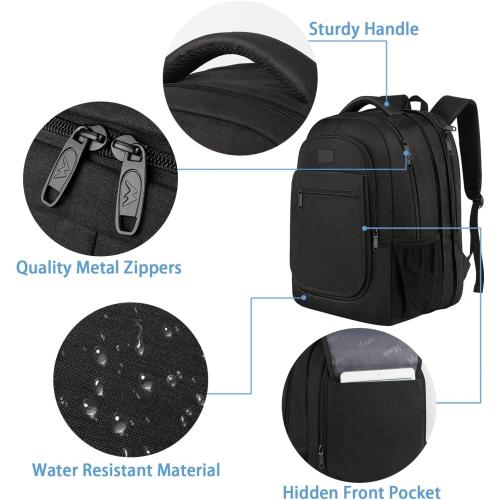 MATEIN Travel Backpack for Men, Expandable Laptop Backpack, Anti Theft Business Computer Bag Fit 15.6 Inch Laptop, Water Resistant College School Bookbag for Men Women, Black