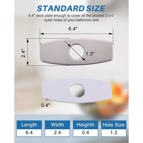 Bathroom Faucet Escutcheons Brushed Nickel: 6 Inch Sink Hole Cover - Non-Leakge Deck Plate For Bathroom Faucet - Solid Faucet Base Plate for 1 or 3 Hole Bathroom Vanity Basin - 4 Faucet Cover Plate