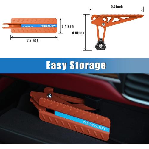 TOOENJOY Universal Fit Car Door Step, Foldable Roof Rack Door Step Up on Door Latch, Both Feet Stand Pedal Ladder, Easy Access to Rooftop for Most Car, SUV, Truck, Max Load 400 lbs(Orange