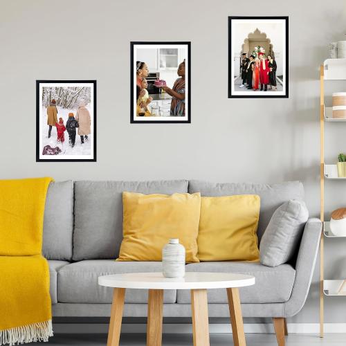 12x16 Picture Frame Set of 2 Black with 10x14 Mat for 30 x 40cm Diamond Art Painting, Display Photo 10x14 with Mat or 12 x 16 Without Mat, Wall Hanging Large Frame, 2 Pack, Black