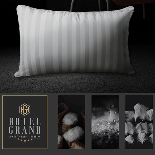 Hotel Grand Bed Pillows King Size Set of 2 Packs - 500 Thread Count 100% Cotton Medium Firm Hypoallergenic Feather Down Pillows Machine Washable Pillow for Back, Stomach or Side Sleepers, 20x36