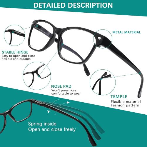 3 Pack Progressive Multifocus Reading Glasses for Women Men Blue Light Blocking Multifocus Spring Hinges Readers (3 Mix Color, 1.25, multiplier_x)