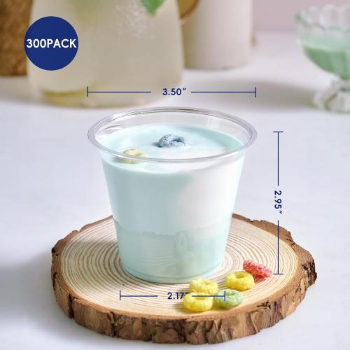 JOLLY CHEF 300 Pack Clear Plastic Cups, 9 oz Crystal Clear PET Party Cups, Classic Clear Disposable Wine Cups for Wedding, Thanksgiving, Birthday, Halloween, Christmas Party