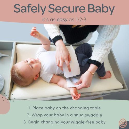 Baby Changing Pad with Secure Strap 32 x 16, Changing Diaper Mat for Table Dresser Change Station Soft, White