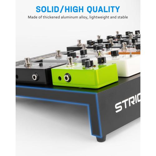 STRICH Guitar Pedal Board Extra Large Size, Aircraft Grade Aluminum 2.9lb Lightweight Pedalboard 25'' x 12.7'' x 2.83'' Effect Pedals board with Carry Bag, STANDARD 25 (Angled)