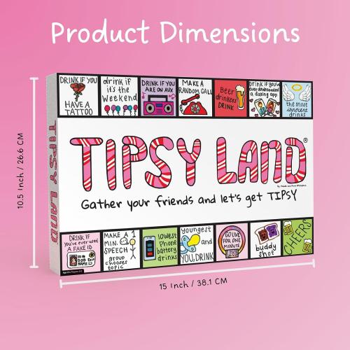 TIPSYLAND Original Edition | Official Product | Hilarious Adult Board Game | Group Game for Game Nights, Parties and More | Fun Challenges, Dares & Mini-Competitions | 3-8 Players