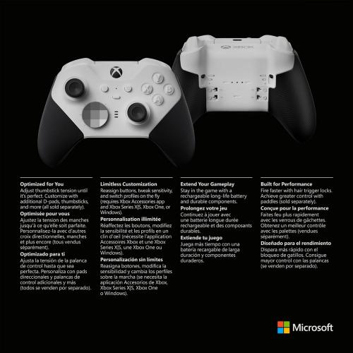 Xbox Wireless Gaming Controller | Elite Series 2 Core | White | Console, PC, and Android | Adjustable Thumbsticks | Trigger Locks