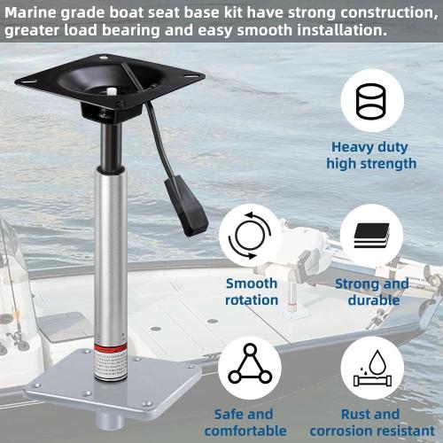 Adjustable Boat Seat Pedestal Base Mount Kit with Lock in 3/4 Boat Seat Pin Post&Marine Power Pedestal Mount Base for Marine Fishing Bass Chair,Post Adjustable Height 18 to 24 Inches