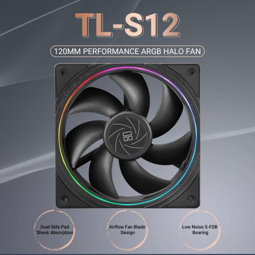 Thermalright TL-S12 CPU Fan 120mm case Cooler Fan, ARGB 5V 3-pin and 4-pin PWM Silent Computer Fan, fine Aperture Light Effect for case CPU Liquid Cooler and CPU air Cooler, Quiet CPU Computer Fan
