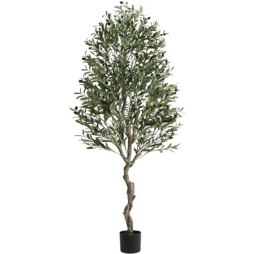 VIAGDO Artificial Olive Tree 6.2ft Tall Fake Potted Olive Silk Tree with Planter Large Faux Olive Branches and Fruits Artificial Tree for Home Office Living Room Decor Indoor, 1728 Leaves