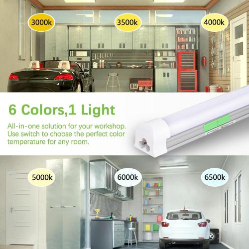 6 Pack 4FT Led Shop Lights,30W 3900LM 3000-6500K Tunable,T8 Tube Light with 6CCT,Milky Cover Linkable Fixture Lights for Workshop,Warehouse,Garage,Shop,Barn