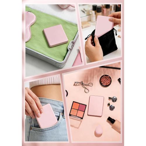 Compact Mirror, Rechargeable Magnifying Makeup Mirror with Light 30X Pink