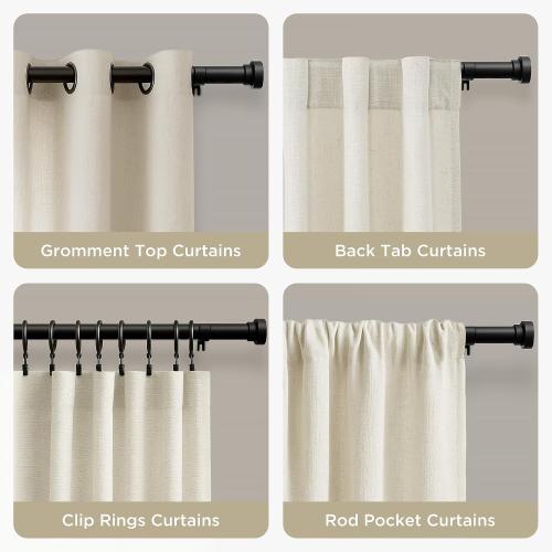 32-120 Black Joydeco Black Curtain Rods for Windows - Adjustable Curtain Rods for Windows 16 to 120 inches, 1 inch Diameter Heavy Duty Decorative Window Single Rod Set with Aluminium Finials