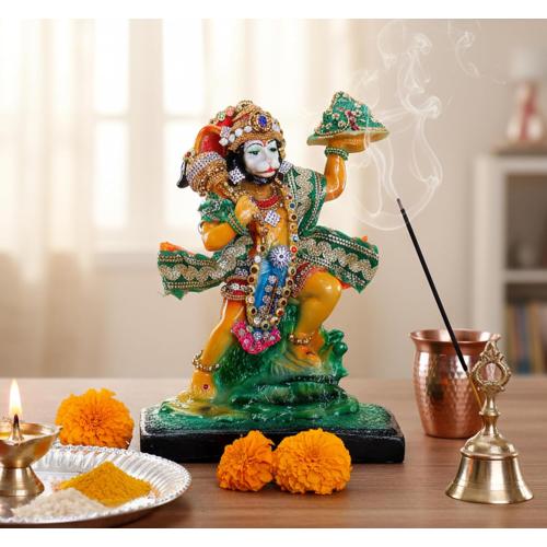 Size 8.5x6.5 eSplanade Resin Hanuman Anjaneya Pavan Putra Idol Murti Moorti Statue (8.5 x 6.5 Inches)