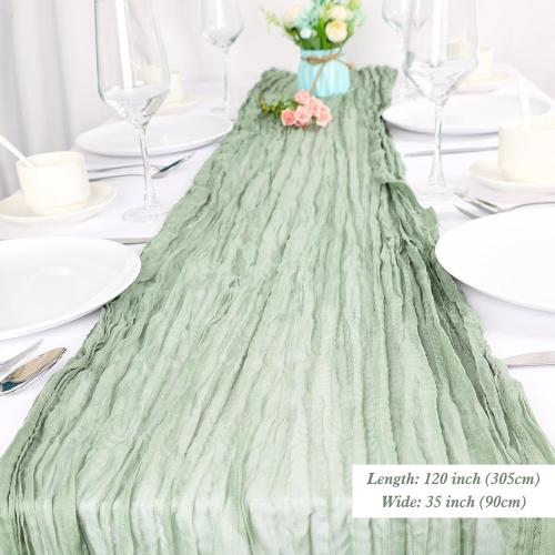 Wigenius 6 Pack Sage Green Cheesecloth Table Runner Semi-Transparent Fabric 35 X 120 Inch Boho Restic Gauze Table Runners for Wedding Party Baby Shower Decoration