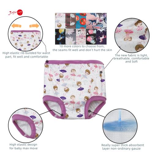 Joyo roy 10Pcs Strong Absorbent Toddler Training Underwear 3T Soft Thick Padded Leakproof Kid Confident Baby Potty Training Underwear for Girls Comfortable Snug Fit Washable Waterproof Pee Pants