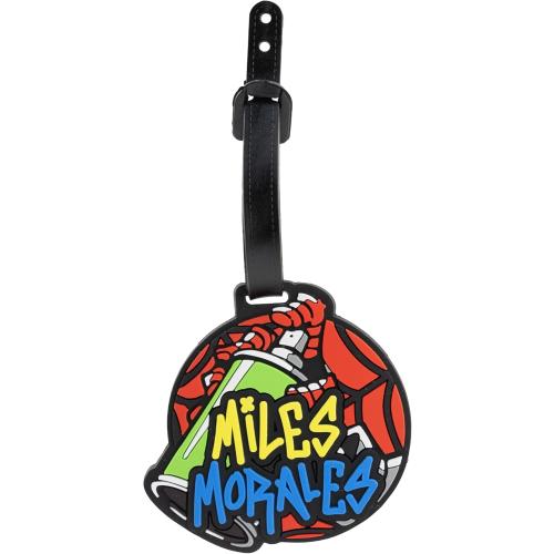 Marvel Miles Morales Spiderman Backpack for Teens | 16 Saffiano Leather School Bookbag with Rubber Luggage Tag | Spiderman Backpack for Boys, Girls, Unisex | Officially Licensed Marvel