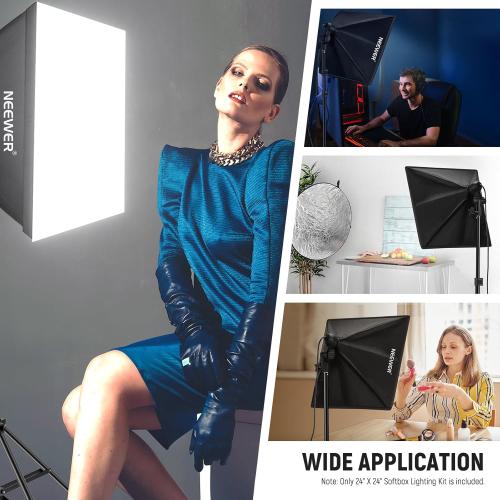 NEEWER 350W Equivalent Softbox Lighting Kit, 5700K LED Light Bulb, 24x24 inches Softbox with E26 Socket, Photography Continuous Lighting Kit, Photo Studio Equipment, NK300
