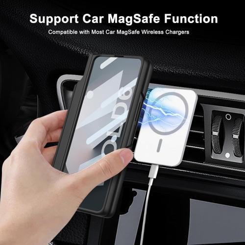 for Samsung Galaxy Z Fold 6 Case with S Pen Holder & Hinge Protection & Kickstand, Z Fold6 Compatible with Magsafe Wireless Charging Built-in Screen Protector All-Inclusive Case (Black)