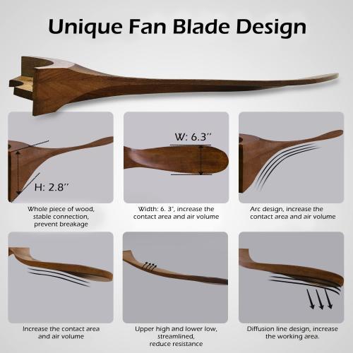 72 Inch Ceiling Fan No Light ，Wood Outdoor Ceiling Fans for Patios Living Room Garage Gazebo Mid Century Modern Exterior Extra Large Waterproof Ceiling Fan Without Light with Downrod (Walnut)