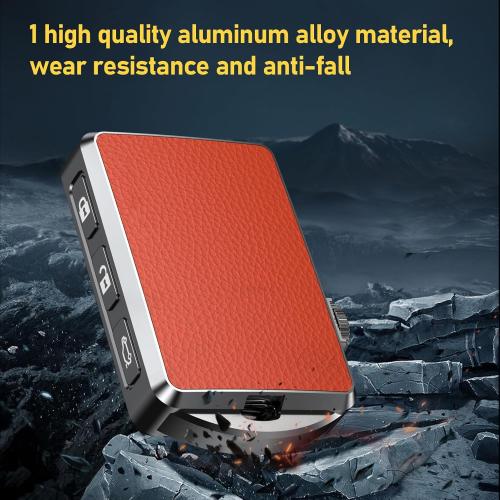 Compatible with Volvo Key Fob Cover Case for 2017-2024 XC90 XC60 XC40 S90 V90 S60 V60 Key Cover,Aluminium Alloy Shell Protection(Leather Orange)